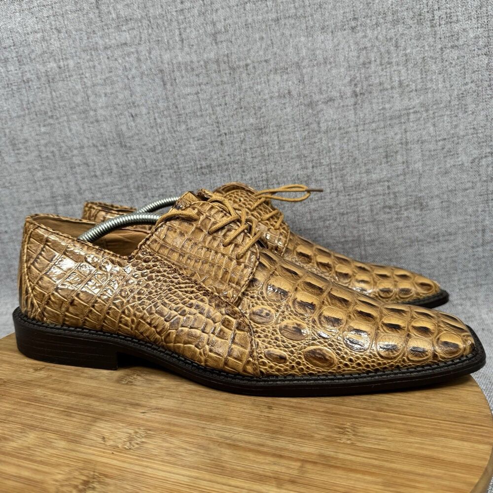 Bolano Dress Shoes Men's 12 Faux Leather Crocodile Print Oxfords
